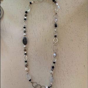 Stella & Dot Black, White, and Silver Necklace